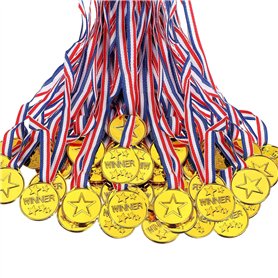 Hztuang 100 PièCes MéDailles de Gagnant en Plastique pour Enfants MéDailles d'or pour Style Olympique