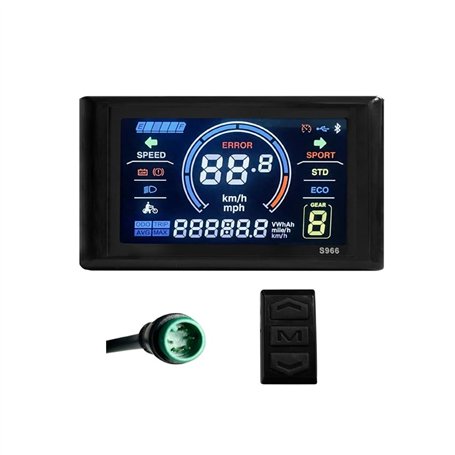 Hanabitx Affichage pour Vélo Électrique Écran LCD Étanche 24 V-72 V Tableau de bord Panneau de Commande pour Vélo Électrique S96