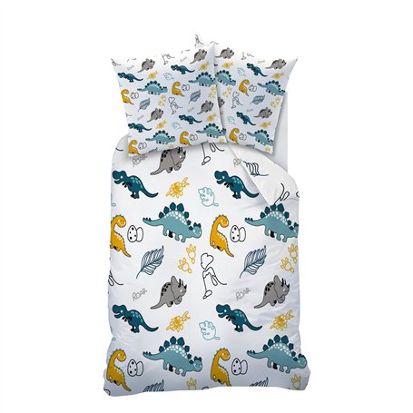 Qiwagu Parure de lit 120x150 Enfant Garçons et Filles Housse de Couette 1 Personne Dinosaure ThèMe Ensemble de lit 120x150 cm et