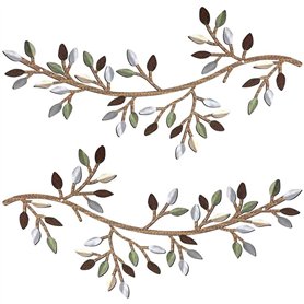 SAROAD Décoration murale en métal avec feuilles d'arbre 2 pièces de vigne branche d'olivier art mural en fer forgé sculptures de