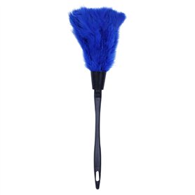 NONDK 1 Pc Plumeau De Dinde À La Mode avec Poignée en Plastique Noir Outil De Nettoyage (Bleu) 35Cm