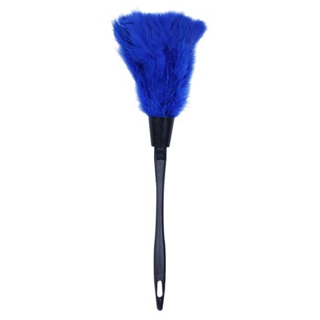 NONDK 1 Pc Plumeau De Dinde À La Mode avec Poignée en Plastique Noir Outil De Nettoyage (Bleu) 35Cm