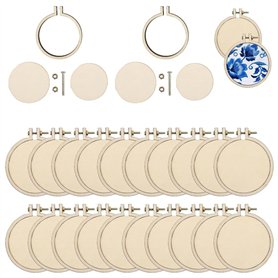 MSCHENZW Lot de 20 mini cercles à broder ronds en bois pour travaux manuels