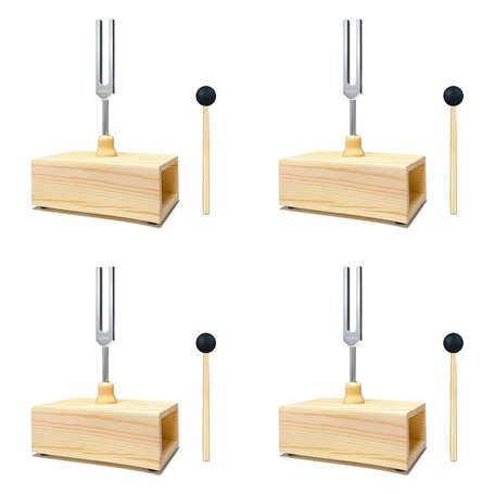 Ronlok Lot de 4 diapasons 432 Hz avec boîte de résonance pour la guérison sonore