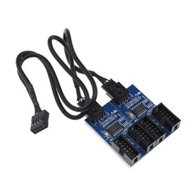 EMSea Carte Mère 9 Broches USB en-tête Multiplicateur USB 2.0 1 Mâle à 4 Ports Femelle Séparateur Adaptateur Câble d'extension C