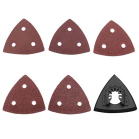 VGOL 100Pcs Papier de Verre Triangulaire et un Plateau de Ponçage Triangulaire Papier de Verre Triangulaire Grain 40/60/80/120/1