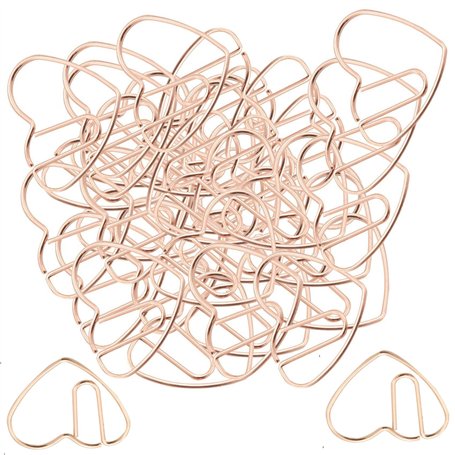 Dropfree 100 PièCes Trombones Coeur Amour Coeur en de Petits Trombones Agrafes de pour L'éCole de Bureau Trombones en MéTal Doré