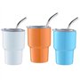 Sknrlko Lot de 3 mini verres à liqueur à double paroi avec paille et couvercle