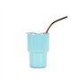 Sknrlko Lot de 3 mini verres à liqueur à double paroi avec paille et couvercle, 2 onces (C)