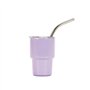 Sknrlko Lot de 3 mini verres à liqueur à double paroi avec paille et couvercle, 2 onces (C)