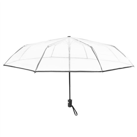 NISHZHU Parapluie transparent automatique pour femme et homme - Compact et pliable - Style coupe-vent - Transparent + bordure no