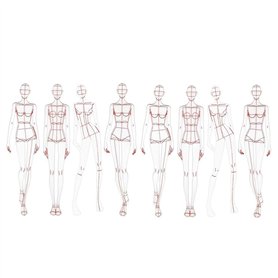 Jemcgrl Modèle de Croquis Règle de Couture Motif Humanoïde Mesure des Vêtements Facile à Utiliser B