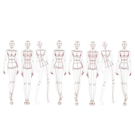 Jemcgrl Modèle de Croquis Règle de Couture Motif Humanoïde Mesure des Vêtements Facile à Utiliser B