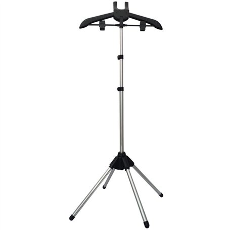 VitalEpcck Présentoir Cintre Vêtement Pliable Trépied Vapeur Rack Tissus Fer Support Suspendu Vêtements Séchoir Noir