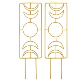 Sxdluzi Lot de 2 treillis en métal pour plantes d'intérieur Phase de la Lune (doré)