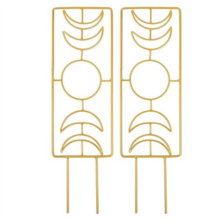 Sxdluzi Lot de 2 treillis en métal pour plantes d'intérieur Phase de la Lune (doré)