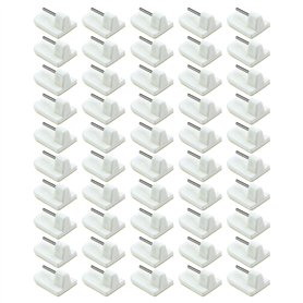 ECSiNG 50x Crochets en Plastique Auto-adhésifs pour Accrocher Clés des Serviettes Net Pole Voile Décoration Salle de Bain Croche