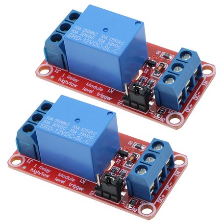 ECSiNG Module de Relais 1 Canal 12V 2 Pièces avec Carte d'extension D'isolation Optocoupleur Support de Déclenchement de Bas Niv