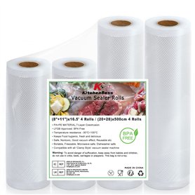 KitchenBoss Sac Sous Vide Alimentaire: 4 Rouleaux Sous Vide 20|28| x500 cm