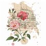 Papier de riz imprimé roses et oiseaux - 20,32 x 26,67 cm - 6 images différentes de papier de mûrier 30 g/m² - Fibres visibles p