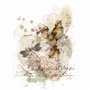 Papier de riz imprimé roses et oiseaux - 20,32 x 26,67 cm - 6 images différentes de papier de mûrier 30 g/m² - Fibres visibles p