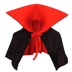 Vampire Cape Capuche Col Montant Manteau Noir Rouge Dracula Mini pour Enfants et Adultes