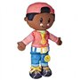 Playskool Dressy Kids Doll with Black Hair and Hat, Activity Plush Toy with Zipper, Shoelace, Button, for Kids Ages 2 and Up (Am