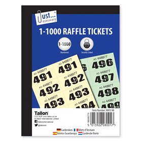 6 paquets papeterie Clockroom/tickets de loterie – 1–1000