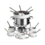 Service à Fondue en Acier Inoxydable et Porcelaine
