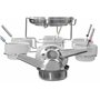 Service à Fondue en Acier Inoxydable et Porcelaine, Blanc- 6 Personnes