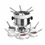 Service à Fondue en Acier Inoxydable et Porcelaine, Blanc- 6 Personnes