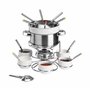 Service à Fondue en Acier Inoxydable et Porcelaine, Blanc- 6 Personnes