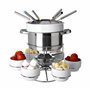 Service à Fondue en Acier Inoxydable et Porcelaine, Blanc- 6 Personnes