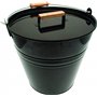Valiant Seau en métal avec Couvercle pour Petit Bois et Cendres Noir 30 cm de diamètre