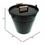 Valiant Seau en métal avec Couvercle pour Petit Bois et Cendres Noir 30 cm de diamètre
