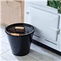Valiant Seau en métal avec Couvercle pour Petit Bois et Cendres Noir 30 cm de diamètre
