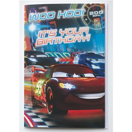 voitures Disney éclairage mcqueen hoo woo! c'est ton anniversaire! carte d'anniversaire