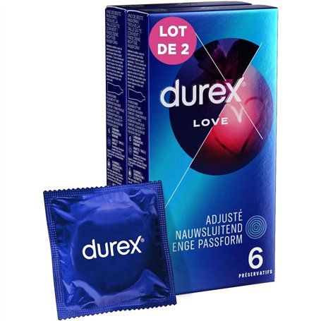 DUREX Lot de 2 Boîtes de 6 Préservatifs Lubrifiés Love