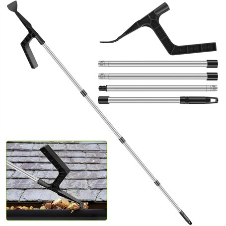 Outil de nettoyage de gouttière avec manche télescopique extensible de 179