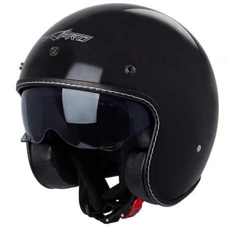 Casque Moto Jet Cafe Racer Homologué ECE 22-05 Visière Scooter Custom Noir M