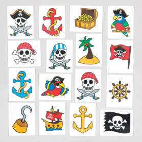 Baker Ross Tatouages temporaires vilains pirates pour enfant (Lot de 24) - Petit jouet parfait pour les pochettes-surprises