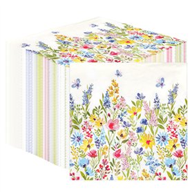 Table Kind 100 x Bulk Pack Soft Recycled Paper Napkins Disposable White Floral Party Serviettes for Weddings or Everyday Use Eco