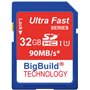Cartes mémoire 32Go Ultra Carte 90 Mo/s Class 10 SD SDHC mémoire Rapide pour Panasonic Lumix DMC-FZ300 Caméra