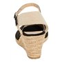 Lora Dora Sandales compensées en toile de jute pour femmes avec semelle à mémoire de forme, talons mi-hauts, espadrilles à la mo