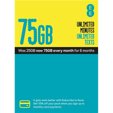 ee £15 Tout Lot Pay AS You Go Carte SIM – Standard