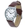 Ravel - Montre Bracelet Unisexe Facile à Lire avec de Gros Chiffres - Cadran Blanc/Ton argenté/Marron