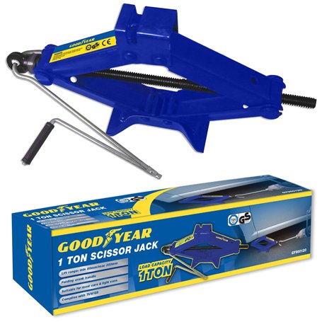 Goodyear Cric ciseau Professionnel 1 Tonne pour Voiture Van – Manivelle de Vitesse