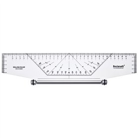 Règle Roulante 35 cm - Règle Parallèle Roulante - Règle Architecte - Règle de Dessin Technique Rapporteur - Règle de Roulement D