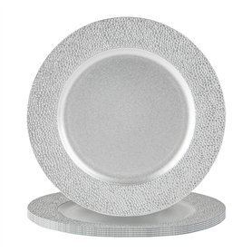 Argon Tableware 6 pièce métallique Chargeur microplaques - Martelé Edge - 33cm - Argent Martelé