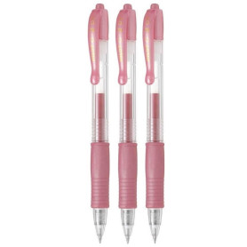 Pilot G2 07 BL-G2-7 Lot de 3 stylos à bille rétractables à encre gel Rose métallisé Pointe 0